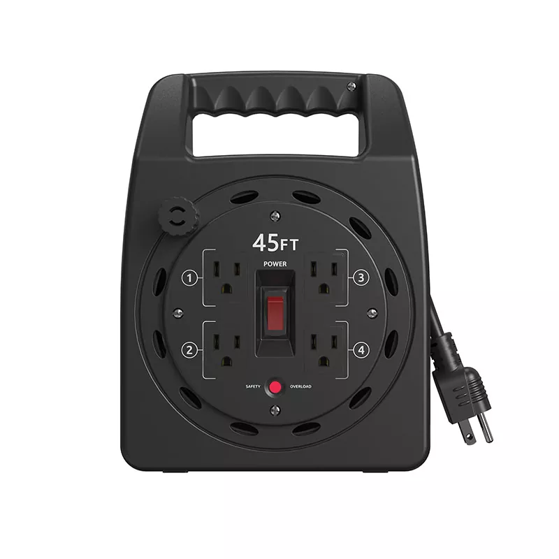 4 väljalaskeava plastikust nöörirull 45 jalga ülekoormuse kaitsega