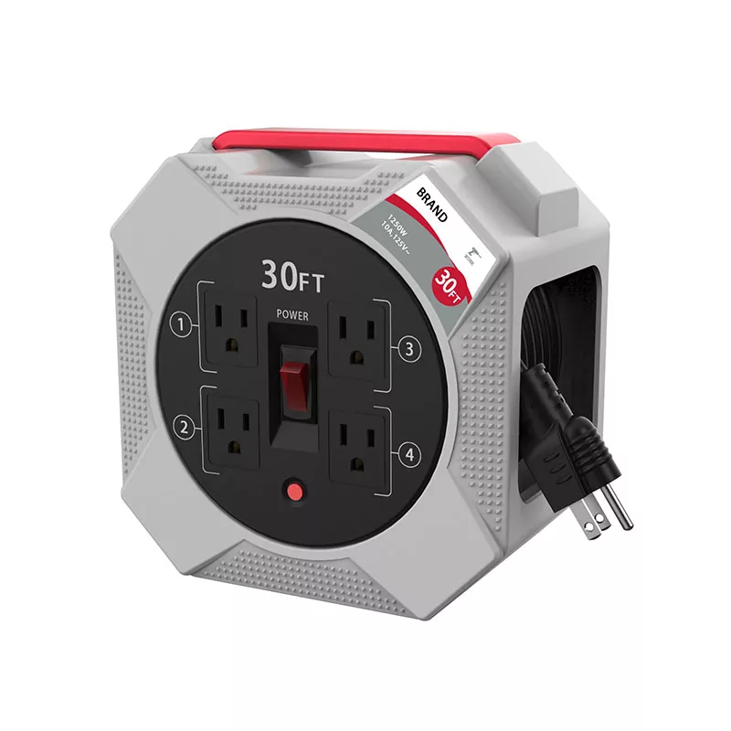 4 Outlets Plastic Cord Reel With Overload Protection